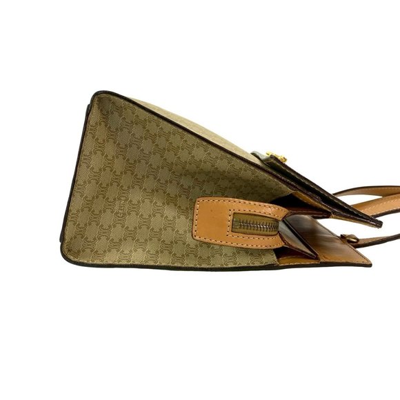 CELINE Macadam Blason Triomphe Pattern Logo Ring Hardware Leather 2-Way Handb... - Picture 6 of 10